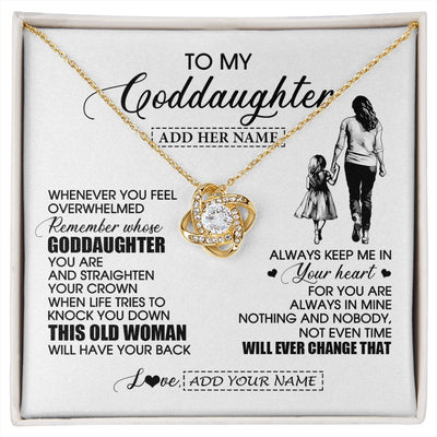 Love Knot Necklace 18K Yellow Gold Finish | 1 | Personalized To My Goddaughter Gifts Necklace From Godmother Whenever Woman Unique Birthday Gifts For Goddaughter Graduation Christmas Gift Box Message Card | siriusteestore.myshopify