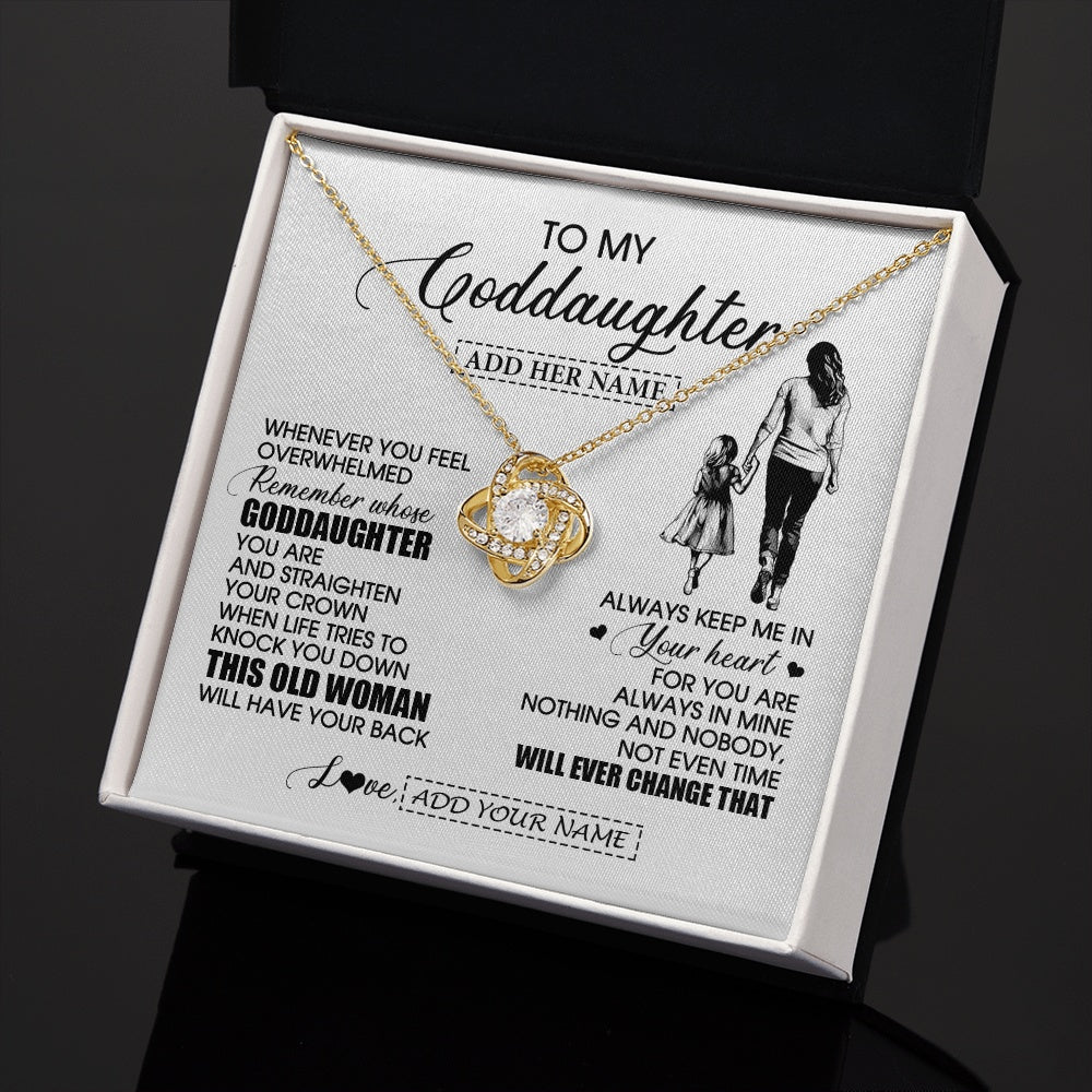 Love Knot Necklace 18K Yellow Gold Finish | 2 | Personalized To My Goddaughter Gifts Necklace From Godmother Whenever Woman Unique Birthday Gifts For Goddaughter Graduation Christmas Gift Box Message Card | siriusteestore.myshopify