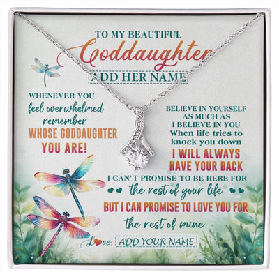 Alluring Beauty Necklace 14K White Gold Finish | 1 | Personalized To My Goddaughter Gifts Necklace From Godmother Whenever You Feel Dragonfly Goddaughter Birthday Gifts Graduation Christmas Gift Box Message Card | https://siriusteestore.
