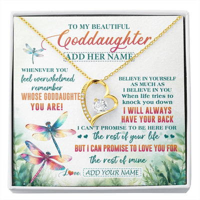 Forever Love Necklace 18K Yellow Gold Finish | 1 | Personalized To My Goddaughter Gifts Necklace From Godmother Whenever You Feel Dragonfly Goddaughter Birthday Gifts Graduation Christmas Gift Box Message Card | https://siriusteestore.