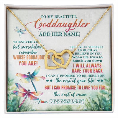Interlocking Hearts Necklace 18K Yellow Gold Finish | 1 | Personalized To My Goddaughter Gifts Necklace From Godmother Whenever You Feel Dragonfly Goddaughter Birthday Gifts Graduation Christmas Gift Box Message Card | https://siriusteestore.