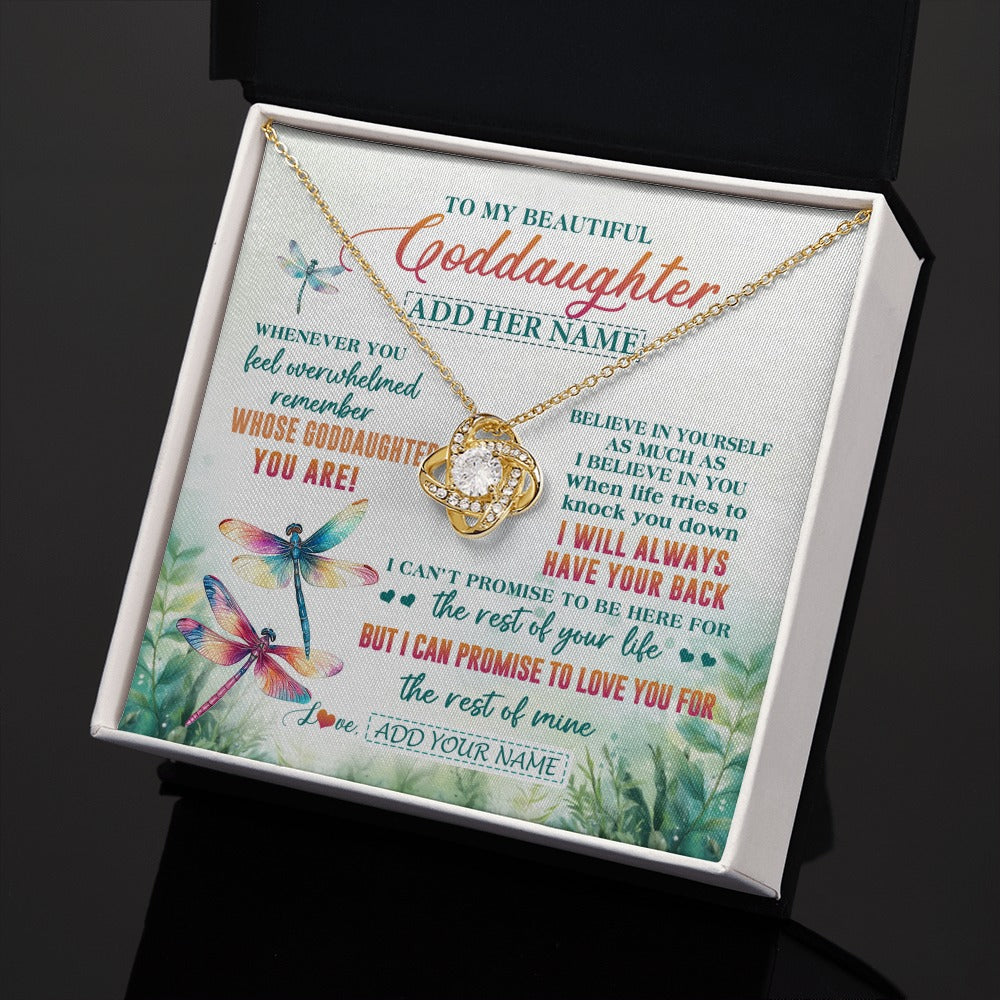 Love Knot Necklace 18K Yellow Gold Finish | 2 | Personalized To My Goddaughter Gifts Necklace From Godmother Whenever You Feel Dragonfly Goddaughter Birthday Gifts Graduation Christmas Gift Box Message Card | https://siriusteestore.