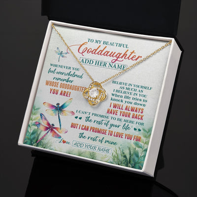 Love Knot Necklace 18K Yellow Gold Finish | 2 | Personalized To My Goddaughter Gifts Necklace From Godmother Whenever You Feel Dragonfly Goddaughter Birthday Gifts Graduation Christmas Gift Box Message Card | https://siriusteestore.