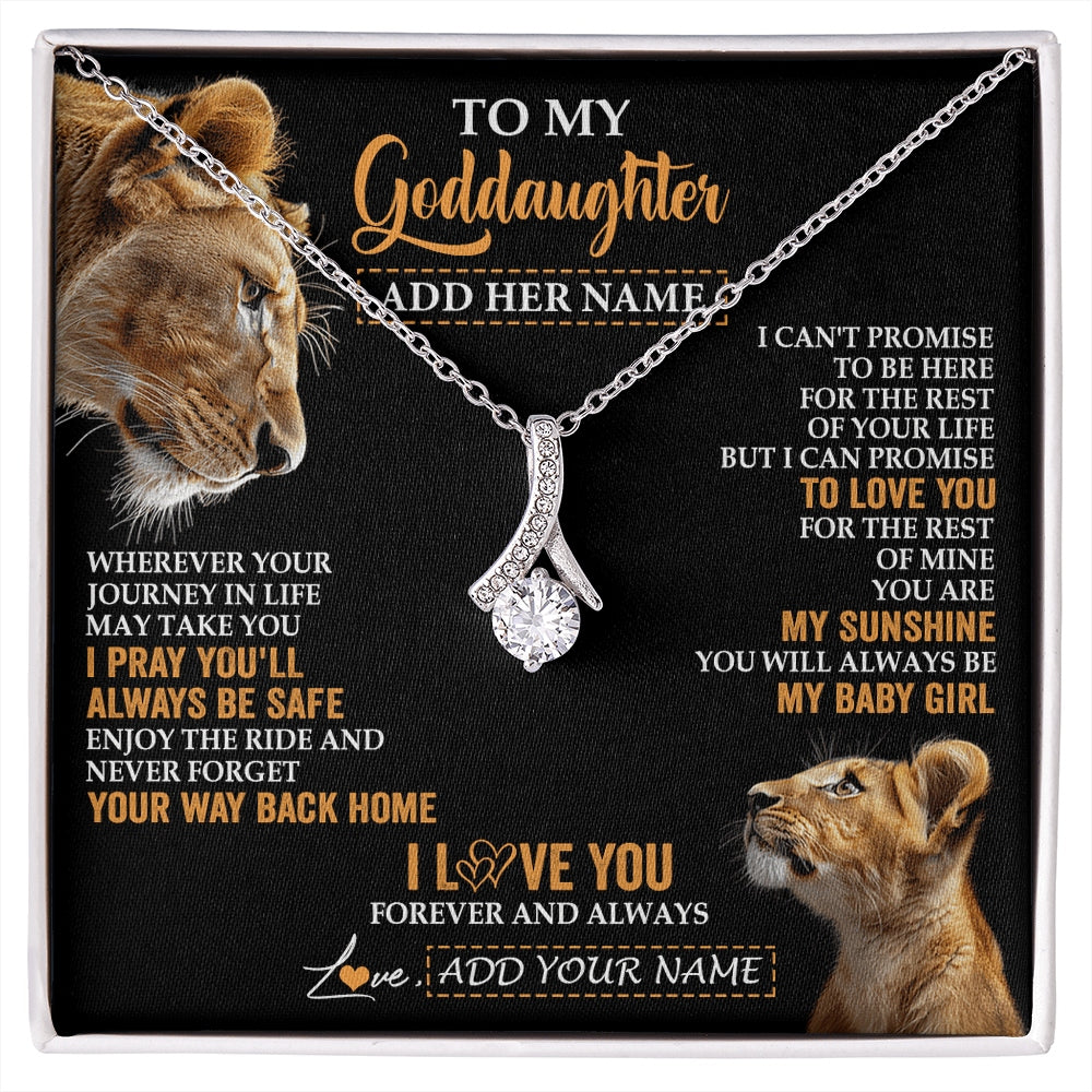 Alluring Beauty Necklace 14K White Gold Finish | 1 | Personalized To My Goddaughter Gifts Necklace From Godmother Wherever Your Journey In Life Lion Goddaughter Birthday Gifts Christmas Gift Box Message Card | https://siriusteestore.