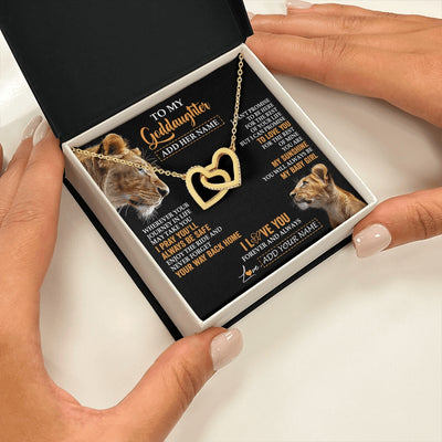 Interlocking Hearts Necklace 18K Yellow Gold Finish | 2 | Personalized To My Goddaughter Gifts Necklace From Godmother Wherever Your Journey In Life Lion Goddaughter Birthday Gifts Christmas Gift Box Message Card | https://siriusteestore.