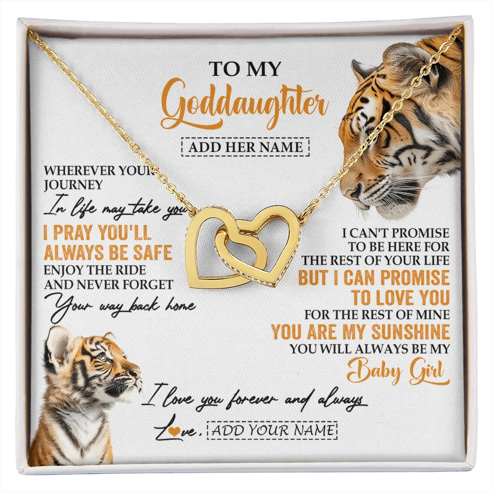 Interlocking Hearts Necklace 18K Yellow Gold Finish | 1 | Personalized To My Goddaughter Gifts Necklace From Godmother Wherever Your Journey In Life Tiger Goddaughter Birthday Gifts Custom Gift Box Message Card | https://siriusteestore.