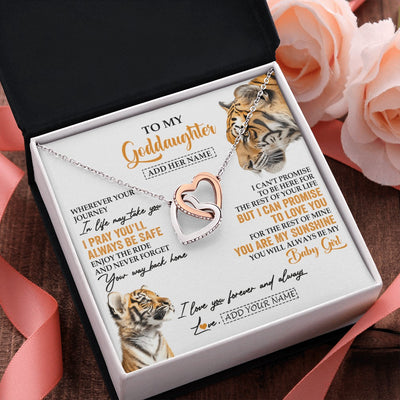 Interlocking Hearts Necklace Stainless Steel & Rose Gold Finish | 2 | Personalized To My Goddaughter Gifts Necklace From Godmother Wherever Your Journey In Life Tiger Goddaughter Birthday Gifts Custom Gift Box Message Card | https://siriusteestore.