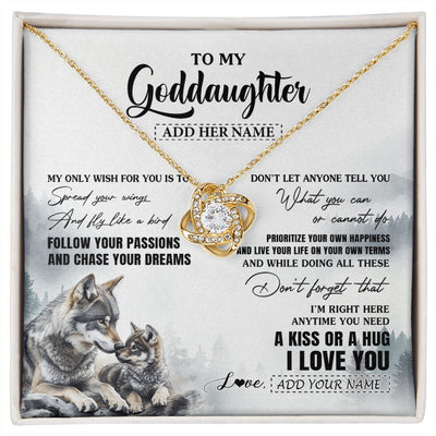 Love Knot Necklace 18K Yellow Gold Finish | 1 | Personalized To My Goddaughter Gifts Necklace From Godmother Wolf My Only Wish For You Goddaughter Birthday Gifts Graduation Christmas Gift Box Message Card | https://siriusteestore.