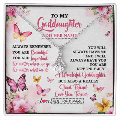 Alluring Beauty Necklace 14K White Gold Finish | 1 | Personalized To My Goddaughter Gifts Necklace From Godmother You Are Beautiful Birthday Gifts For Goddaughter Graduation Christmas Custom Gift Box Message Card | https://siriusteestore.