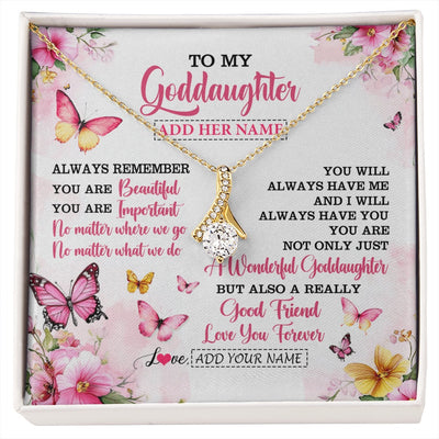 Alluring Beauty Necklace 18K Yellow Gold Finish | 1 | Personalized To My Goddaughter Gifts Necklace From Godmother You Are Beautiful Birthday Gifts For Goddaughter Graduation Christmas Custom Gift Box Message Card | https://siriusteestore.