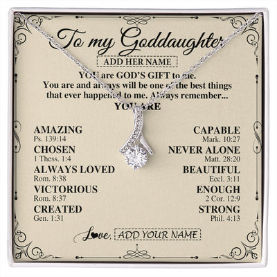Alluring Beauty Necklace 14K White Gold Finish | 1 | Personalized To My Goddaughter Gifts Necklace From Godmother You Are God's Gift To Me Goddaughter Birthday Gifts Christmas Christian Gift Box Message Card | https://siriusteestore.