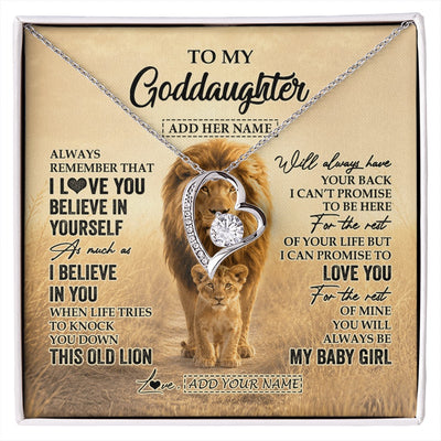 Forever Love Necklace 14K White Gold Finish | 1 | Personalized To My Goddaughter Gifts Necklace From Uncle Always Remember Lion Gifts For Goddaughter Birthday Graduation Christmas Custom Gift Box Message Card | https://siriusteestore.