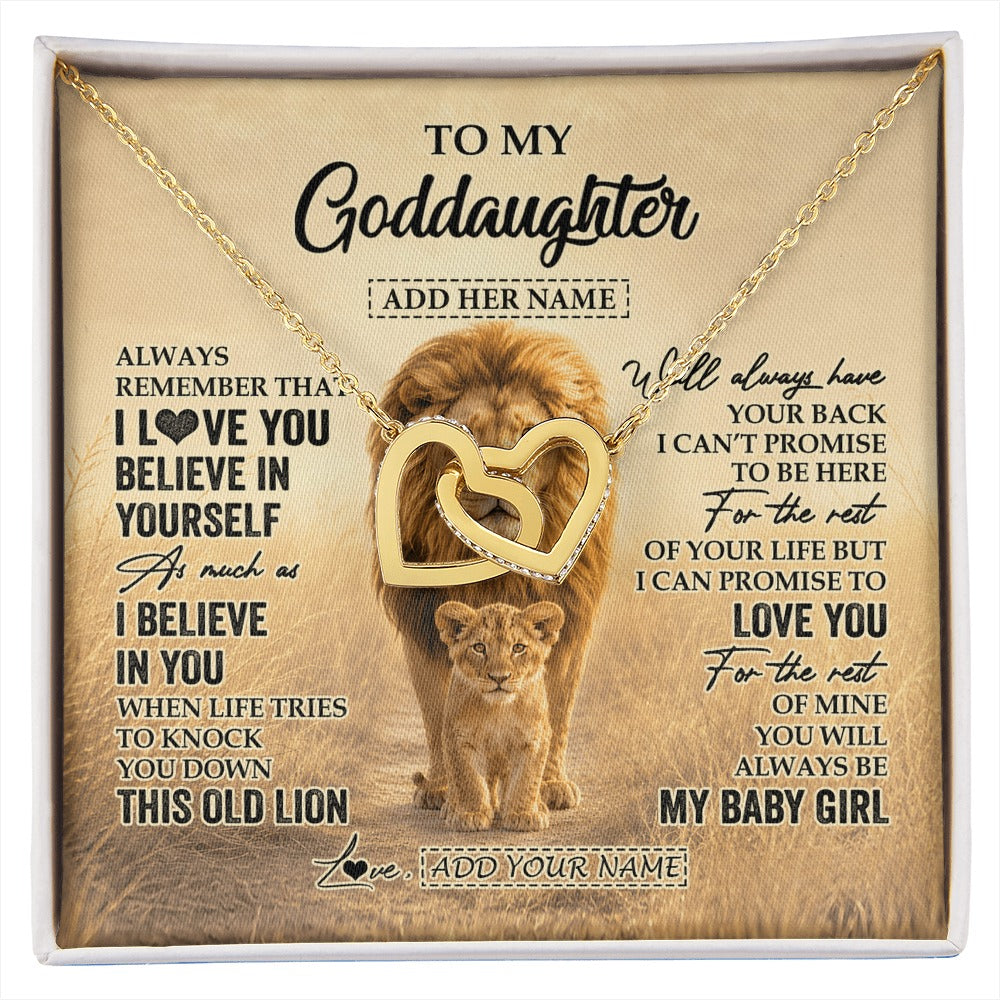 Interlocking Hearts Necklace 18K Yellow Gold Finish | 1 | Personalized To My Goddaughter Gifts Necklace From Uncle Always Remember Lion Gifts For Goddaughter Birthday Graduation Christmas Custom Gift Box Message Card | https://siriusteestore.