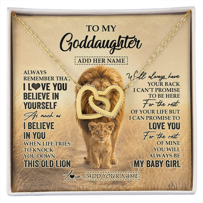 Interlocking Hearts Necklace 18K Yellow Gold Finish | 1 | Personalized To My Goddaughter Gifts Necklace From Uncle Always Remember Lion Gifts For Goddaughter Birthday Graduation Christmas Custom Gift Box Message Card | https://siriusteestore.