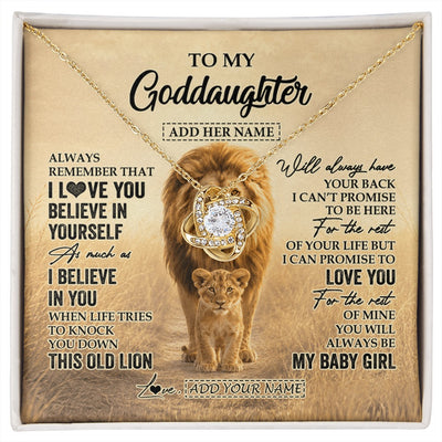 Love Knot Necklace 18K Yellow Gold Finish | 1 | Personalized To My Goddaughter Gifts Necklace From Uncle Always Remember Lion Gifts For Goddaughter Birthday Graduation Christmas Custom Gift Box Message Card | https://siriusteestore.