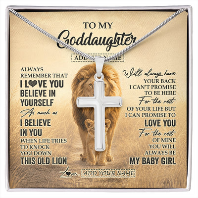Stainless Cross Necklace Stainless Steel | 1 | Personalized To My Goddaughter Gifts Necklace From Uncle Always Remember Lion Gifts For Goddaughter Birthday Graduation Christmas Custom Gift Box Message Card | https://siriusteestore.