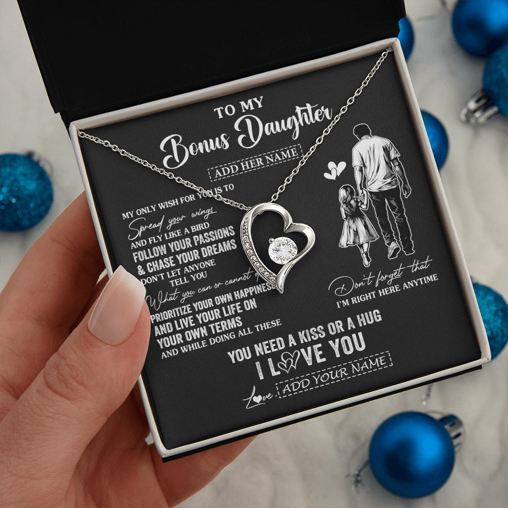 Forever Love Necklace 14K White Gold Finish | 2 | Personalized To My Goddaughter Gifts Necklace From Uncle Godfather My Only Wish For You Goddaughter Birthday Gifts Graduation Christmas Gift Box Message Card | siriusteestore.myshopify