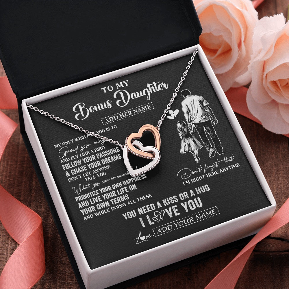 Interlocking Hearts Necklace Stainless Steel & Rose Gold Finish | 2 | Personalized To My Goddaughter Gifts Necklace From Uncle Godfather My Only Wish For You Goddaughter Birthday Gifts Graduation Christmas Gift Box Message Card | siriusteestore.myshopify