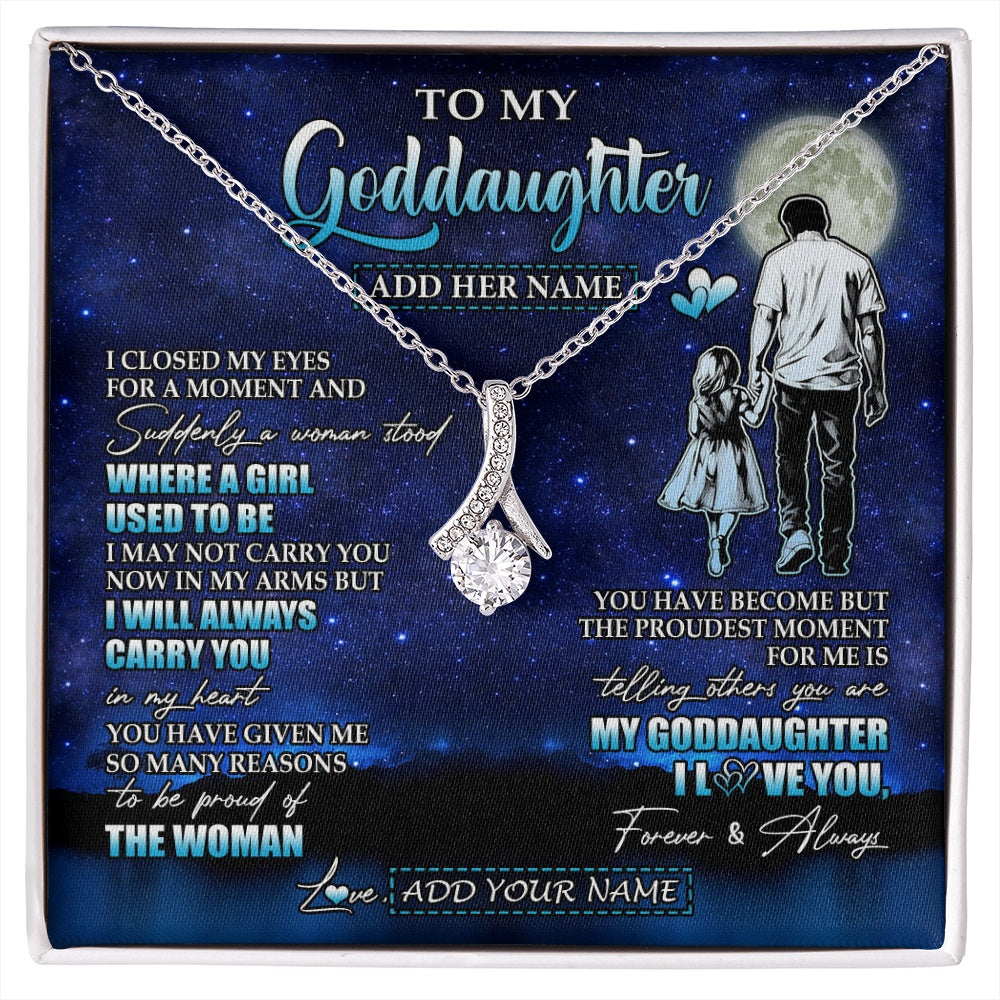Alluring Beauty Necklace 14K White Gold Finish | 1 | Personalized To My Goddaughter Gifts Necklace From Uncle I Closed My Eyes For A Moment Goddaughter Birthday Graduation Christmas Custom Gift Box Message Card | siriusteestore.myshopify