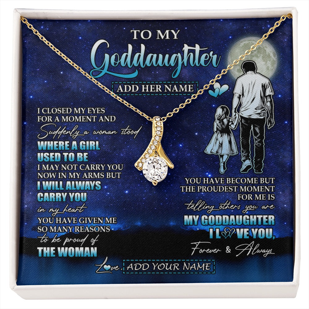 Alluring Beauty Necklace 18K Yellow Gold Finish | 1 | Personalized To My Goddaughter Gifts Necklace From Uncle I Closed My Eyes For A Moment Goddaughter Birthday Graduation Christmas Custom Gift Box Message Card | siriusteestore.myshopify