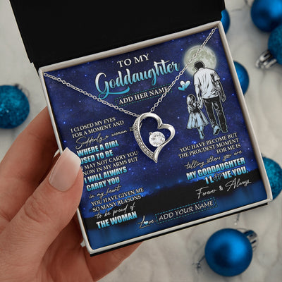 Forever Love Necklace 14K White Gold Finish | 2 | Personalized To My Goddaughter Gifts Necklace From Uncle I Closed My Eyes For A Moment Goddaughter Birthday Graduation Christmas Custom Gift Box Message Card | siriusteestore.myshopify