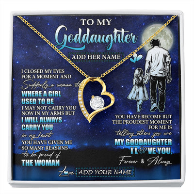 Forever Love Necklace 18K Yellow Gold Finish | 1 | Personalized To My Goddaughter Gifts Necklace From Uncle I Closed My Eyes For A Moment Goddaughter Birthday Graduation Christmas Custom Gift Box Message Card | siriusteestore.myshopify