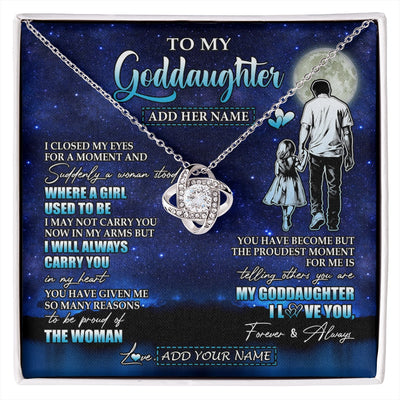 Love Knot Necklace 14K White Gold Finish | 1 | Personalized To My Goddaughter Gifts Necklace From Uncle I Closed My Eyes For A Moment Goddaughter Birthday Graduation Christmas Custom Gift Box Message Card | siriusteestore.myshopify