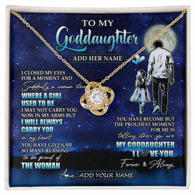 Love Knot Necklace 18K Yellow Gold Finish | 1 | Personalized To My Goddaughter Gifts Necklace From Uncle I Closed My Eyes For A Moment Goddaughter Birthday Graduation Christmas Custom Gift Box Message Card | siriusteestore.myshopify