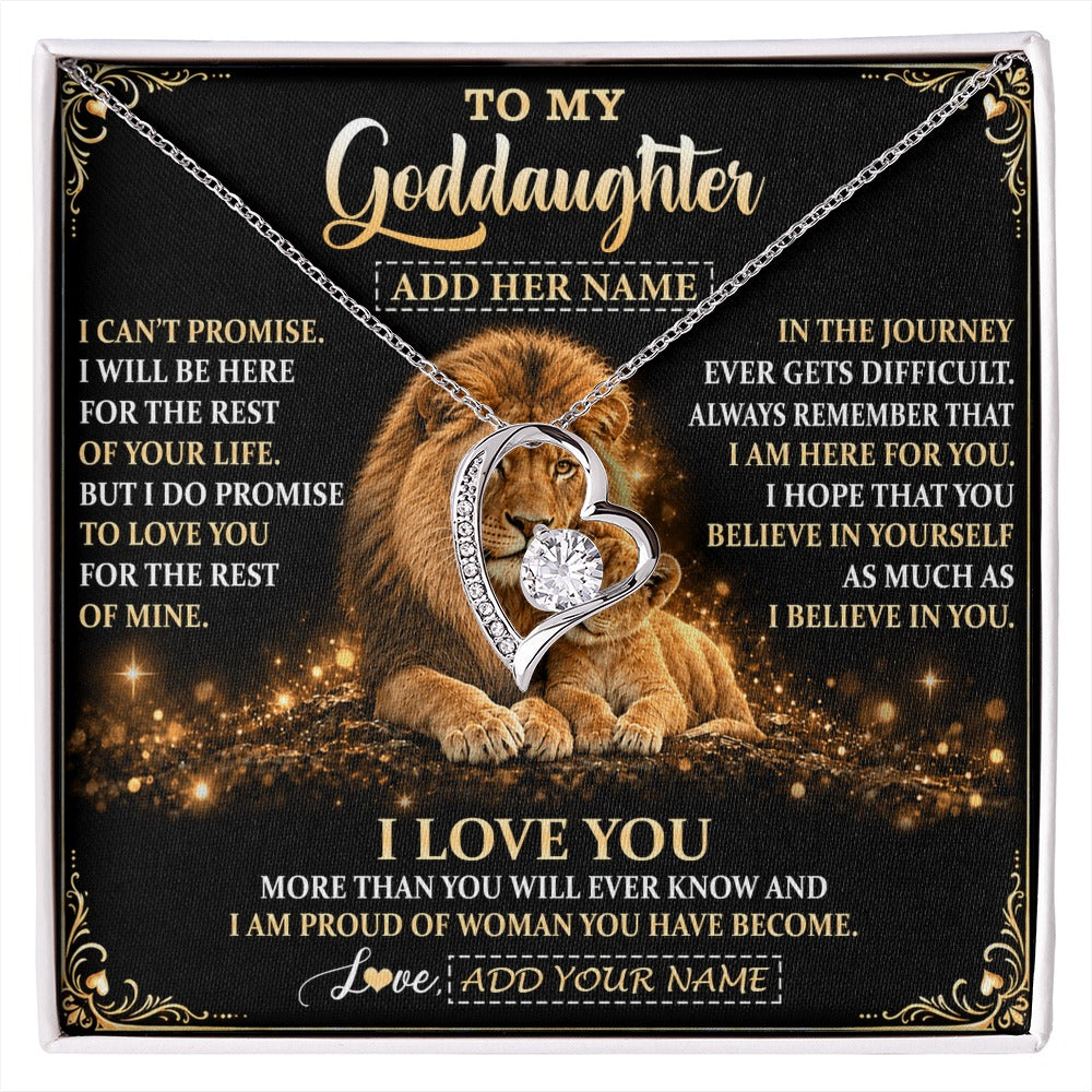 Forever Love Necklace 14K White Gold Finish | 1 | Personalized To My Goddaughter Gifts Necklace From Uncle To Goddaughter Birthday Gifts Love You Forever Lion Graduation Christmas Custom Gift Box Message Card | https://siriusteestore.