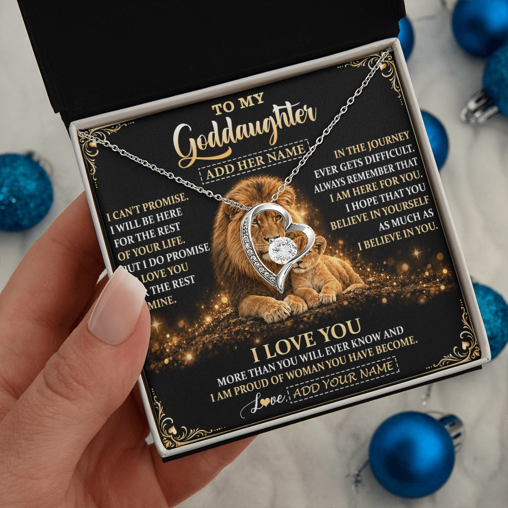 Forever Love Necklace 14K White Gold Finish | 2 | Personalized To My Goddaughter Gifts Necklace From Uncle To Goddaughter Birthday Gifts Love You Forever Lion Graduation Christmas Custom Gift Box Message Card | https://siriusteestore.
