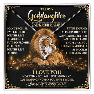 Forever Love Necklace 14K White Gold Finish | 1 | Personalized To My Goddaughter Gifts Necklace From Uncle To Goddaughter Birthday Gifts Love You Forever Lion Graduation Christmas Custom Gift Box Message Card | https://siriusteestore.