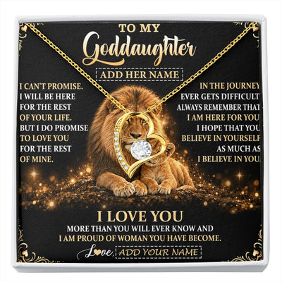 Forever Love Necklace 18K Yellow Gold Finish | 1 | Personalized To My Goddaughter Gifts Necklace From Uncle To Goddaughter Birthday Gifts Love You Forever Lion Graduation Christmas Custom Gift Box Message Card | https://siriusteestore.