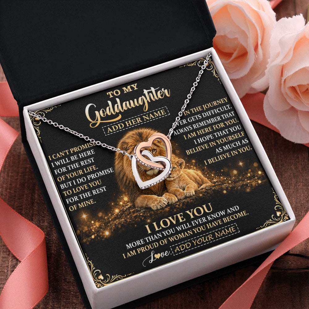 Interlocking Hearts Necklace Stainless Steel & Rose Gold Finish | 2 | Personalized To My Goddaughter Gifts Necklace From Uncle To Goddaughter Birthday Gifts Love You Forever Lion Graduation Christmas Custom Gift Box Message Card | https://siriusteestore.