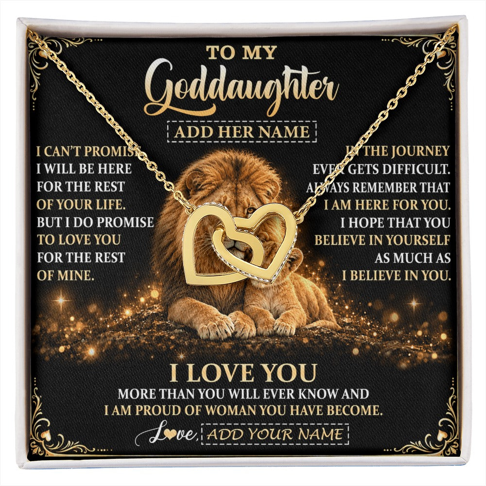 Interlocking Hearts Necklace 18K Yellow Gold Finish | 1 | Personalized To My Goddaughter Gifts Necklace From Uncle To Goddaughter Birthday Gifts Love You Forever Lion Graduation Christmas Custom Gift Box Message Card | https://siriusteestore.