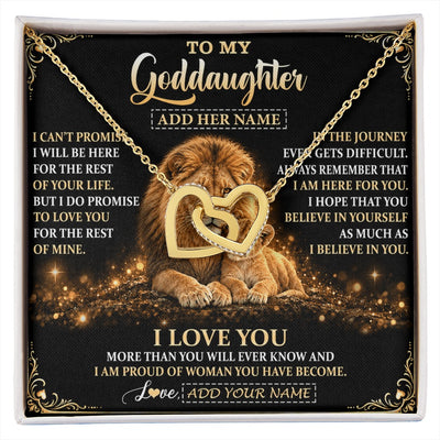 Interlocking Hearts Necklace 18K Yellow Gold Finish | 1 | Personalized To My Goddaughter Gifts Necklace From Uncle To Goddaughter Birthday Gifts Love You Forever Lion Graduation Christmas Custom Gift Box Message Card | https://siriusteestore.