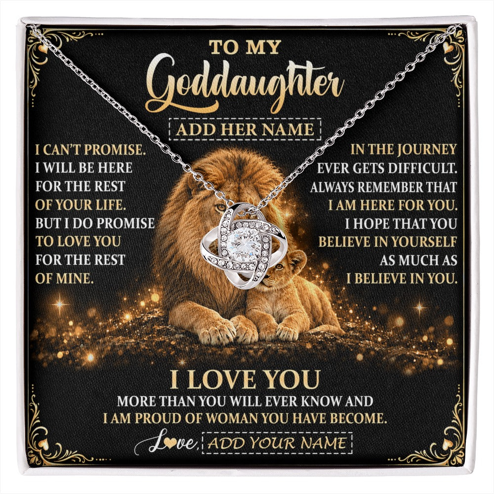 Love Knot Necklace 14K White Gold Finish | 1 | Personalized To My Goddaughter Gifts Necklace From Uncle To Goddaughter Birthday Gifts Love You Forever Lion Graduation Christmas Custom Gift Box Message Card | https://siriusteestore.
