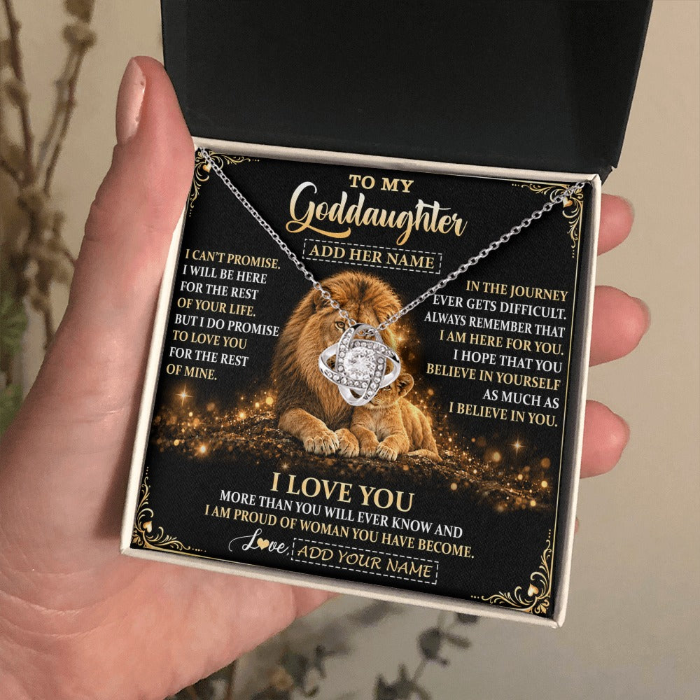 Love Knot Necklace 14K White Gold Finish | 2 | Personalized To My Goddaughter Gifts Necklace From Uncle To Goddaughter Birthday Gifts Love You Forever Lion Graduation Christmas Custom Gift Box Message Card | https://siriusteestore.