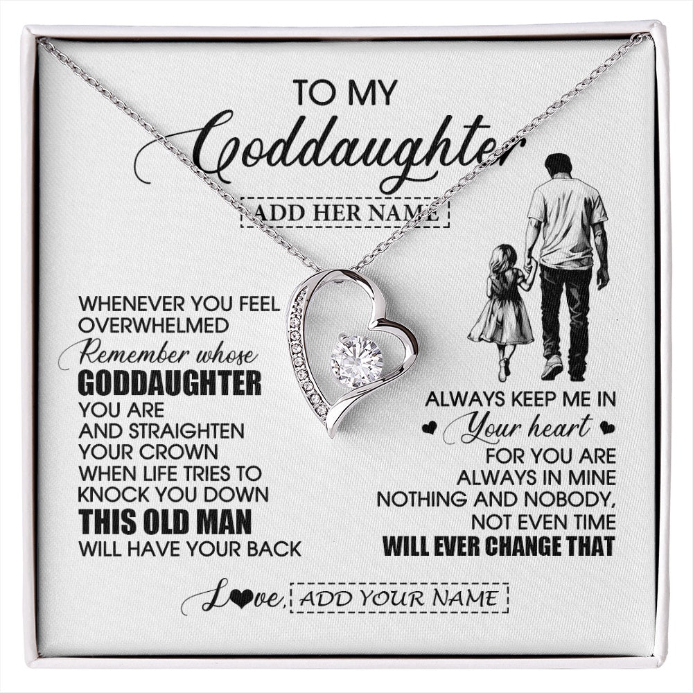 Forever Love Necklace 14K White Gold Finish | 1 | Personalized To My Goddaughter Gifts Necklace From Uncle Whenever Man Unique Birthday Gifts For Goddaughter Graduation Christmas Custom Gift Box Message Card | siriusteestore.myshopify