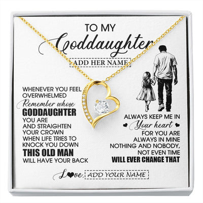 Forever Love Necklace 18K Yellow Gold Finish | 1 | Personalized To My Goddaughter Gifts Necklace From Uncle Whenever Man Unique Birthday Gifts For Goddaughter Graduation Christmas Custom Gift Box Message Card | siriusteestore.myshopify