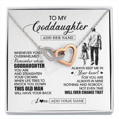 Interlocking Hearts Necklace Stainless Steel & Rose Gold Finish | 1 | Personalized To My Goddaughter Gifts Necklace From Uncle Whenever Man Unique Birthday Gifts For Goddaughter Graduation Christmas Custom Gift Box Message Card | siriusteestore.myshopify