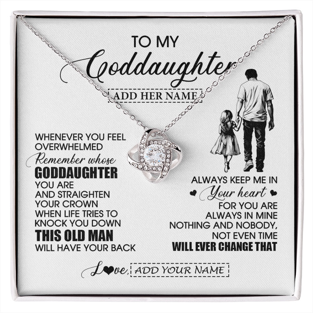 Love Knot Necklace 14K White Gold Finish | 1 | Personalized To My Goddaughter Gifts Necklace From Uncle Whenever Man Unique Birthday Gifts For Goddaughter Graduation Christmas Custom Gift Box Message Card | siriusteestore.myshopify