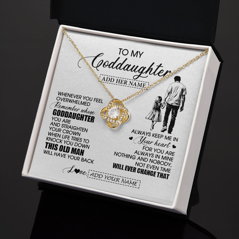 Love Knot Necklace 18K Yellow Gold Finish | 2 | Personalized To My Goddaughter Gifts Necklace From Uncle Whenever Man Unique Birthday Gifts For Goddaughter Graduation Christmas Custom Gift Box Message Card | siriusteestore.myshopify