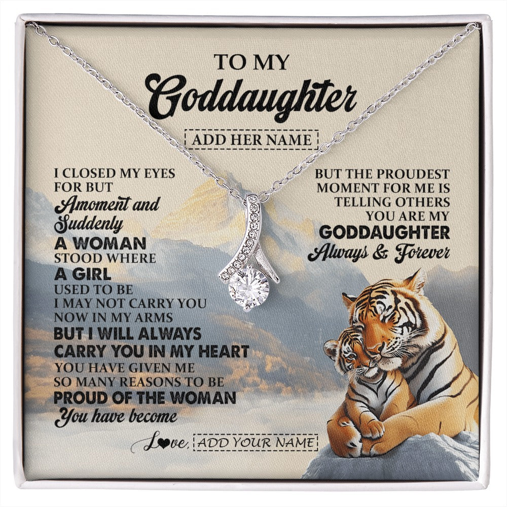 Alluring Beauty Necklace 14K White Gold Finish | 1 | Personalized To My Goddaughter Gifts Necklace Tiger From Godmother You Are My Goddaughter Birthday Gifts Graduation Christmas Custom Gift Box Message Card | https://siriusteestore.