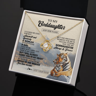 Love Knot Necklace 18K Yellow Gold Finish | 2 | Personalized To My Goddaughter Gifts Necklace Tiger From Godmother You Are My Goddaughter Birthday Gifts Graduation Christmas Custom Gift Box Message Card | https://siriusteestore.