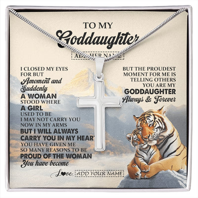 Stainless Cross Necklace Stainless Steel | 1 | Personalized To My Goddaughter Gifts Necklace Tiger From Godmother You Are My Goddaughter Birthday Gifts Graduation Christmas Custom Gift Box Message Card | https://siriusteestore.