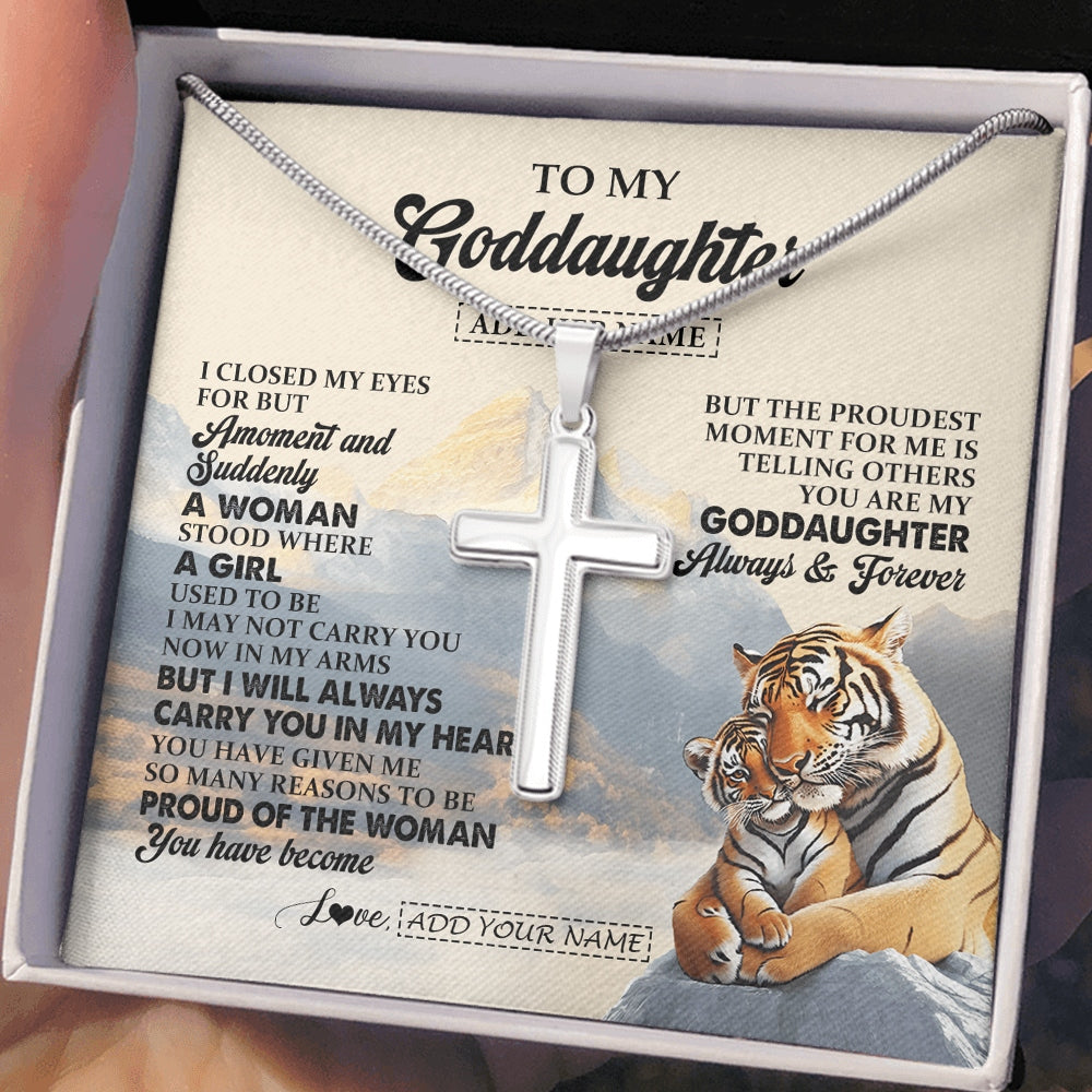 Stainless Cross Necklace Stainless Steel | 2 | Personalized To My Goddaughter Gifts Necklace Tiger From Godmother You Are My Goddaughter Birthday Gifts Graduation Christmas Custom Gift Box Message Card | https://siriusteestore.