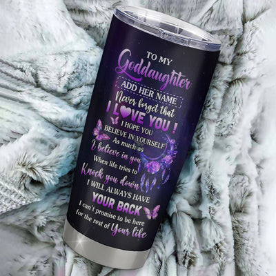 Personalized To My Goddaughter Gifts Tumbler From Aunt Floral Butterfly Love You Goddaughter Birthday Gifts Graduation Christmas Custom Stainless Steel Travel Mug | siriusteestore