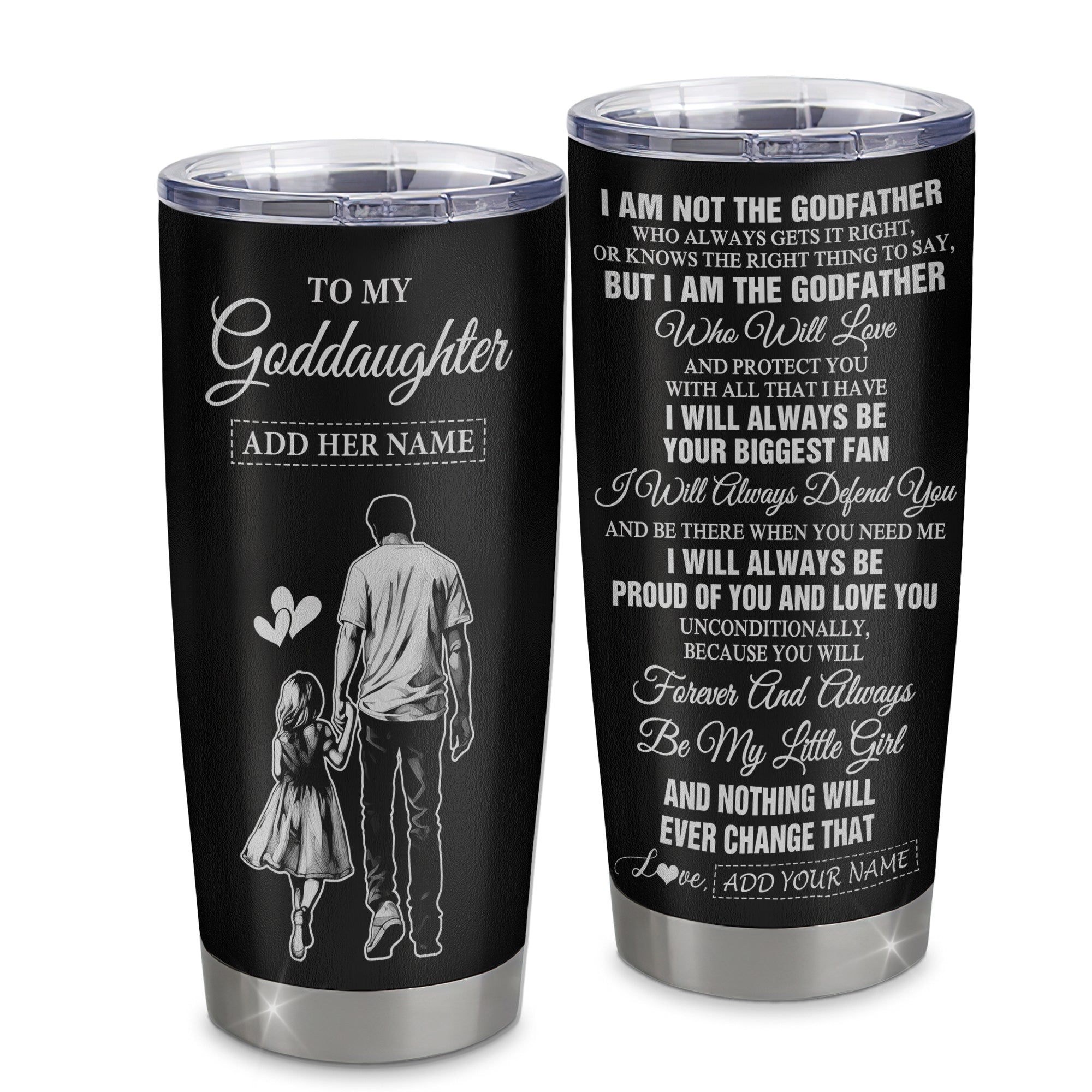Personalized To My Goddaughter Gifts Tumbler From Godfather Biggest Fan Birthday Gifts For Goddaughter From Godfather Aunt Christmas Custom Stainless Steel Travel Mug | siriusteestore