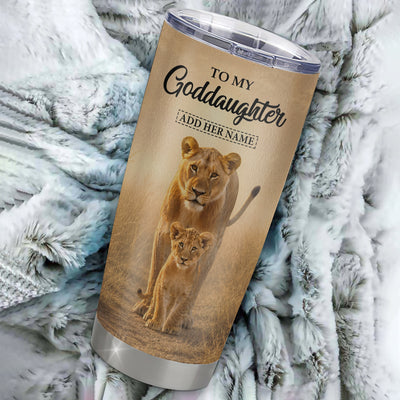Personalized To My Goddaughter Gifts Tumbler From Godmother Aunt Always Remember Lion Gifts For Goddaughter Birthday Graduation Christmas Custom Stainless Steel Mug | siriusteestore