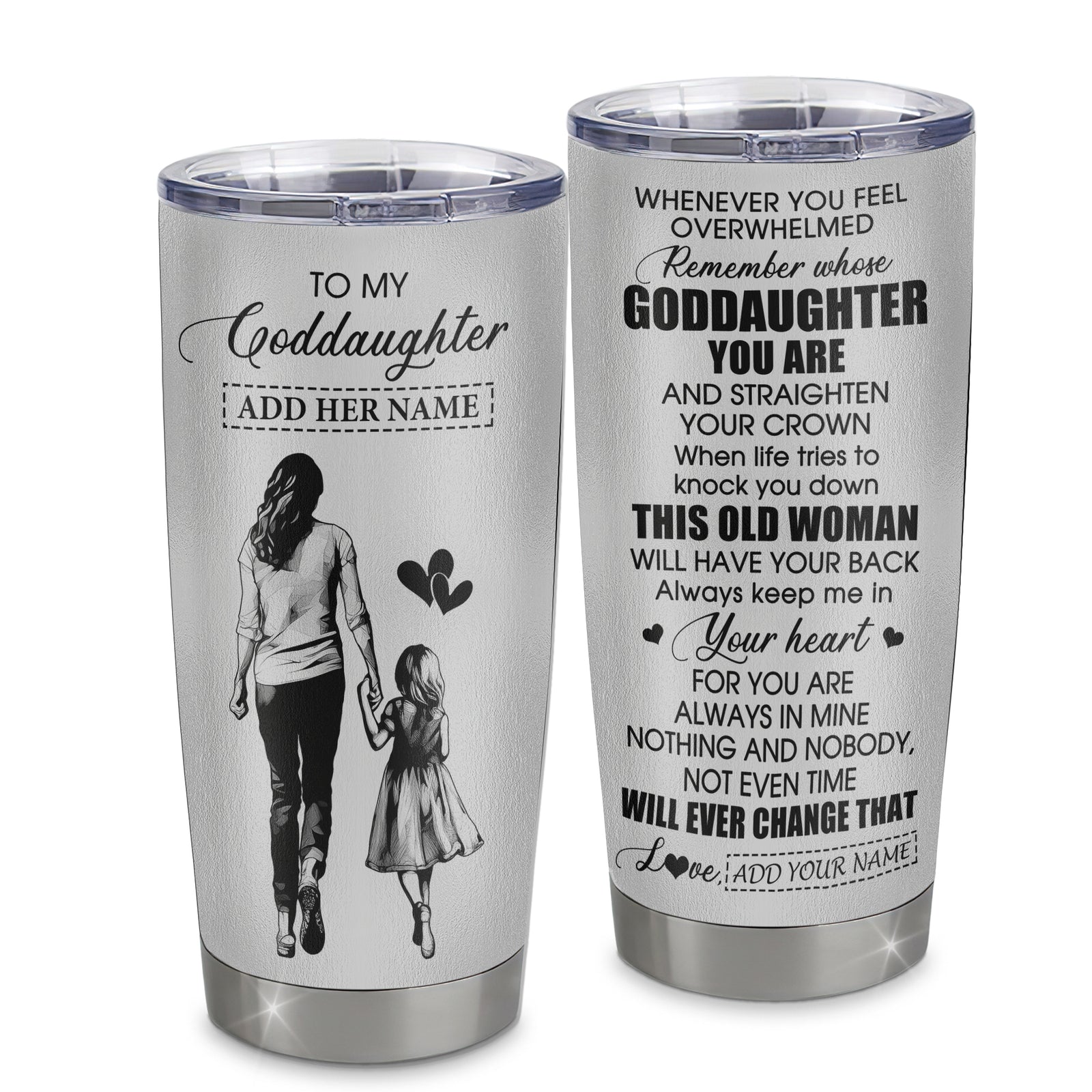 Personalized To My Goddaughter Gifts Tumbler From Godmother Aunt Whenever Woman Unique Birthday Gifts For Goddaughter Graduation Christmas Custom Stainless Steel Mug | siriusteestore